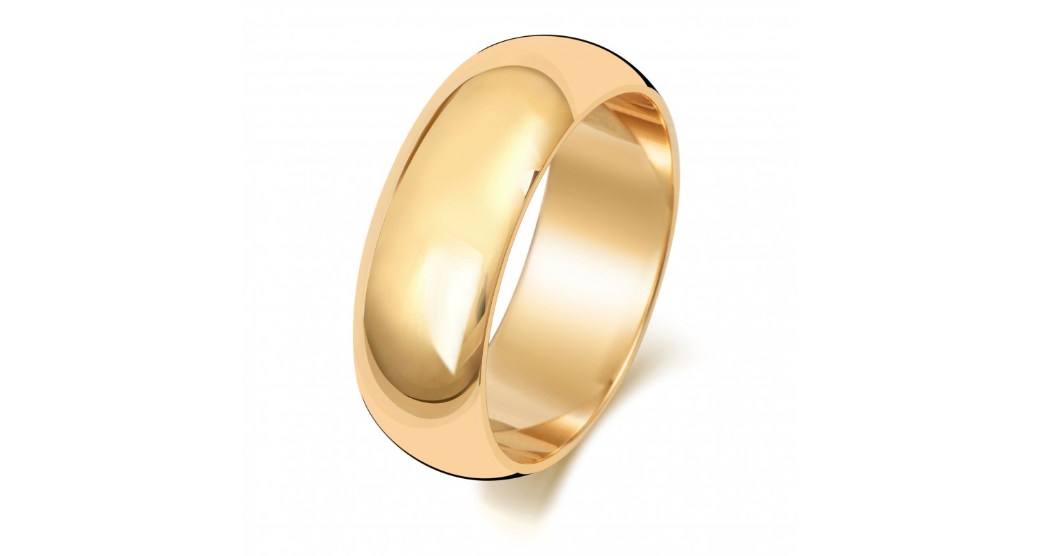 9ct Yellow Gold D Shape 7mm Heavyweight Band